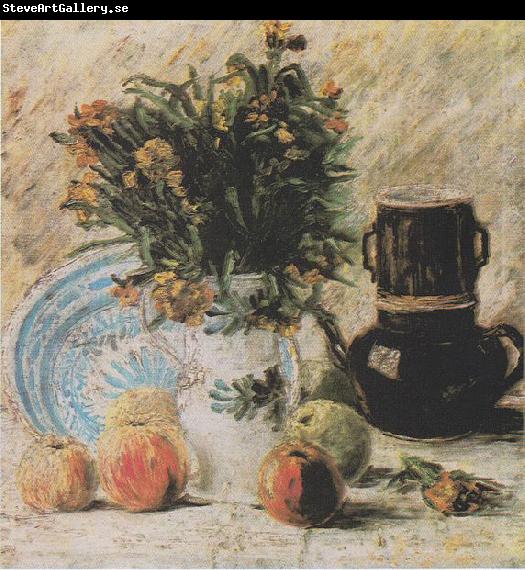 Vincent Van Gogh Vase with Flowers, Coffeepot and Fruit